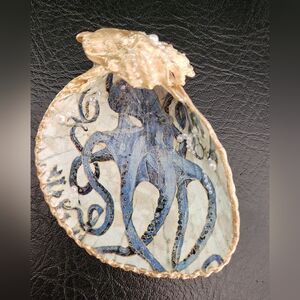 One Of A Kind Embellished Decoupage Seashell Octopus